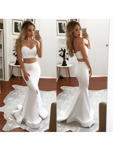 Two Pieces Mermaid White Prom Formal Evening Party Dresses 996021254 Two Pieces Mermaid White Prom Formal Evening Party Dresses 996021254