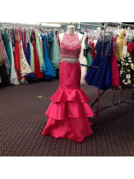 Mermaid Two Pieces Beaded Long Prom Formal Evening Party Dresses 996021265