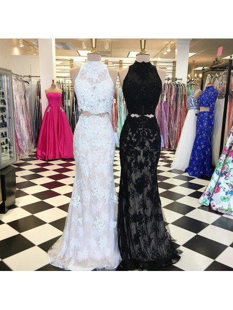 Two Pieces Mermaid Lace Prom Formal Evening Party Dresses 996021270