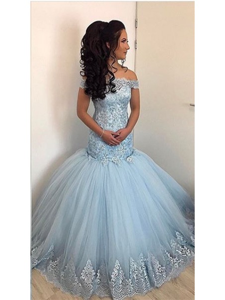 Mermaid Off-the-Shoulder Lace Appliques Long Prom Formal Evening Party Dresses 996021280