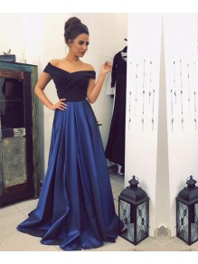 Long Blue Off-the-Shoulder Prom Formal Evening Party Dresses 996021298