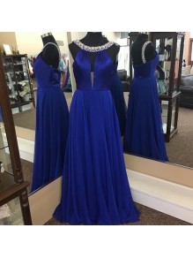Beaded Long Blue Prom Formal Evening Party Dresses 996021299