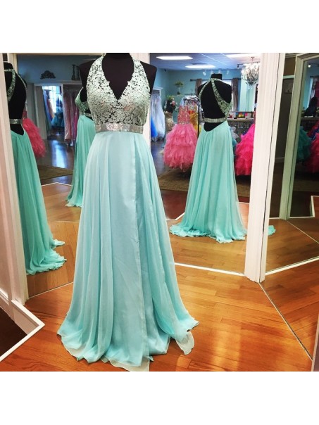 A-Line V-Neck Lace Chiffon Prom Formal Evening Party Dresses 996021306 A-Line V-Neck Lace Chiffon Prom Formal Evening Party Dresses 996021306