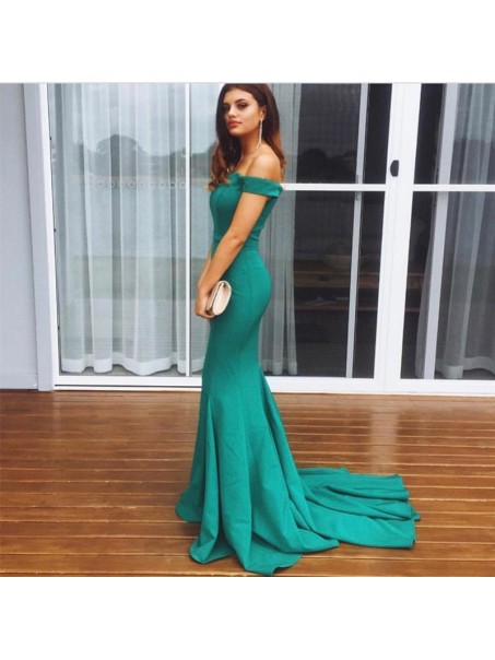 Long Green Mermaid Off-the-Shoulder Prom Formal Evening Party Dresses 996021310 Long Green Mermaid Off-the-Shoulder Prom Formal Evening Party Dresses 996021310