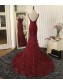 Mermaid Burgundy Lace V-Neck Long Prom Formal Evening Party Dresses 996021319 Mermaid Burgundy Lace V-Neck Long Prom Formal Evening Party Dresses 996021319
