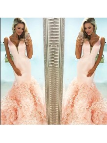 Mermaid V-Neck Long Prom Formal Evening Party Dresses 996021323