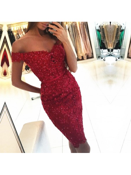 Beaded Lace Off-the-Shoulder Short Prom Formal Evening Party Dresses 996021324 Beaded Lace Off-the-Shoulder Short Prom Formal Evening Party Dresses 996021324