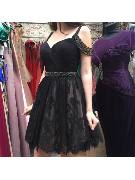 Beaded Short Black Lace Prom Homecoming Cocktail Graduation Dresses 996021339 Beaded Short Black Lace Prom Homecoming Cocktail Graduation Dresses 996021339