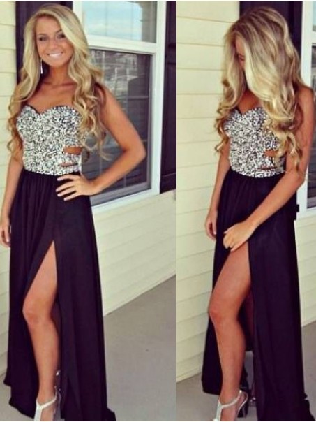 Grape Purple Sequins Chiffon Split Long Prom Evening Formal Dresses 99602134