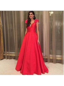 A-Line Long Red V-Neck Prom Formal Evening Party Dresses 996021341 A-Line Long Red V-Neck Prom Formal Evening Party Dresses 996021341