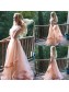 Long Pink Beaded Two Pieces Prom Formal Evening Party Dresses 996021346