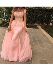 Long Pink Lace Prom Formal Evening Party Dresses 996021351