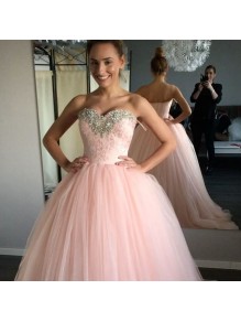 Beaded Ball Gown Long Pink Prom Formal Evening Party Dresses 996021358