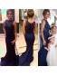 Navy Blue Mermaid Lace Appliques Top Long Prom Evening Formal Dresses 99602136 Navy Blue Mermaid Lace Appliques Top Long Prom Evening Formal Dresses 99602136