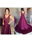 Long Purple Lace V-Neck Prom Formal Evening Party Dresses 996021362