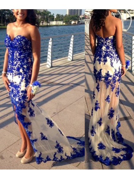 Long Blue Sweetheart Lace Appliques Prom Formal Evening Party Dresses 996021367 Long Blue Sweetheart Lace Appliques Prom Formal Evening Party Dresses 996021367