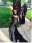 Black Two Pieces Long Sleeves Lace Top Long Prom Evening Formal Dresses 99602137