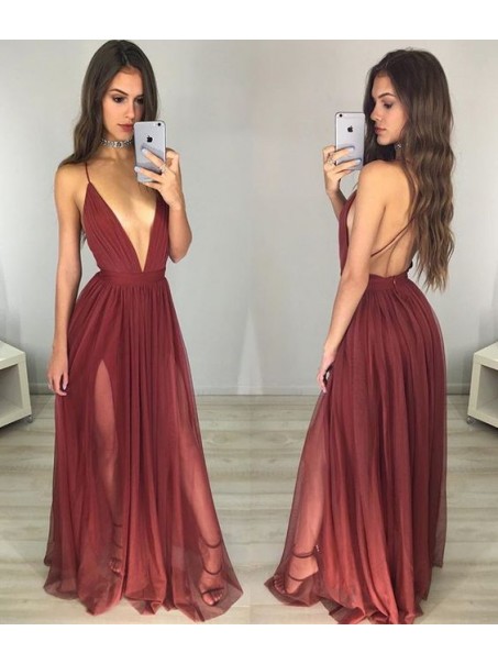 Sexy Deep V-Neck Prom Formal Evening Party Dresses 996021373