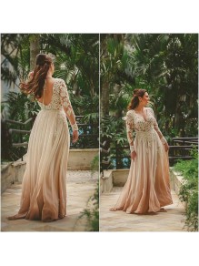 Long Sleeves Lace V-Neck Prom Formal Evening Party Dresses 996021379 Long Sleeves Lace V-Neck Prom Formal Evening Party Dresses 996021379
