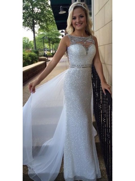 Beaded Sequins Long White Prom Evening Formal Dresses 99602138 Beaded Sequins Long White Prom Evening Formal Dresses 99602138