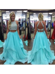 Beaded Two Pieces Long Blue Prom Formal Evening Party Dresses 996021381 Beaded Two Pieces Long Blue Prom Formal Evening Party Dresses 996021381