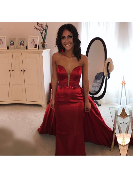 Long Red Sweetheart Beaded Prom Formal Evening Party Dresses 996021396