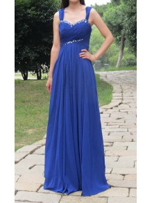 Long Royal Blue Beaded Chiffon Prom Formal Evening Party Dresses 996021399