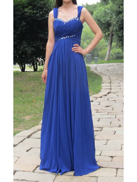 Long Royal Blue Beaded Chiffon Prom Formal Evening Party Dresses 996021399