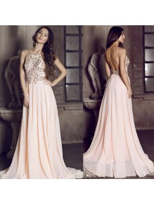 A-Line Beaded Spaghetti Straps Long Chiffon Prom Formal Evening Party Dresses 996021400