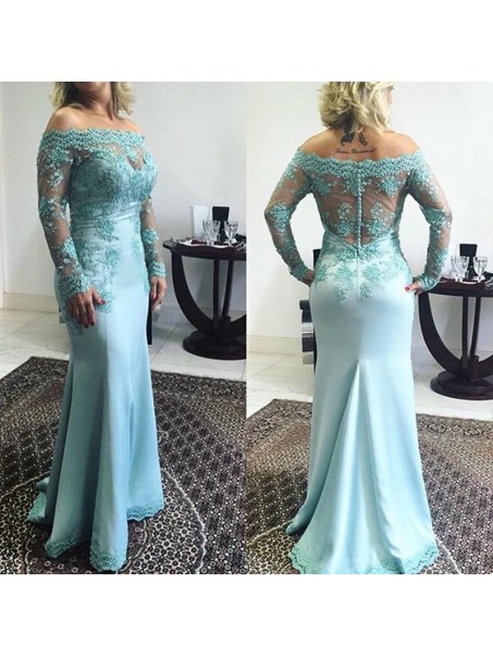 Mermaid Long Sleeves Off-the-Shoulder Lace Prom Formal Evening Party Dresses 996021401 Mermaid Long Sleeves Off-the-Shoulder Lace Prom Formal Evening Party Dresses 996021401