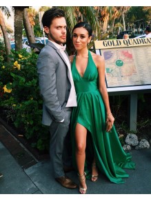 Halter Long Green V-Neck Prom Formal Evening Party Dresses 996021405 Halter Long Green V-Neck Prom Formal Evening Party Dresses 996021405