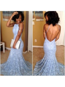Long Blue Mermaid Lace Prom Formal Evening Party Dresses 996021408