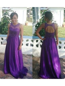 Long Purple Beaded Keyhole Back Prom Formal Evening Party Dresses 996021410