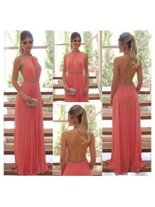 Sexy Halter Backless Chiffon Beaded Prom Formal Evening Party Dresses 996021411 Sexy Halter Backless Chiffon Beaded Prom Formal Evening Party Dresses 996021411