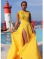 Long Yellow Chiffon Prom Formal Evening Party Dresses 996021414