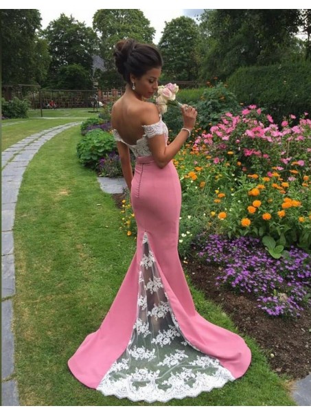 Mermaid Off-the-Shoulder Lace Long Prom Formal Evening Party Dresses 996021420