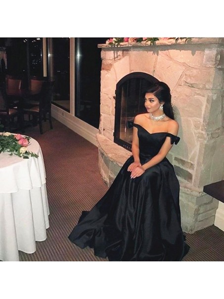 Long Black Off-the-Shoulder Prom Formal Evening Party Dresses 996021423