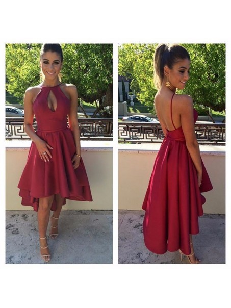 High Low Burgundy Prom Homecoming Cocktail Graduation Dresses 996021427