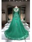 A-Line Long Sleeves Green Lace Prom Formal Evening Party Dresses 996021429