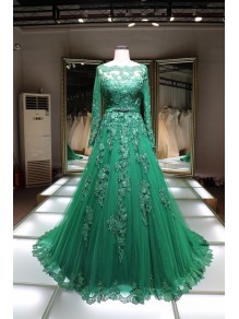 A-Line Long Sleeves Green Lace Prom Formal Evening Party Dresses 996021429 A-Line Long Sleeves Green Lace Prom Formal Evening Party Dresses 996021429