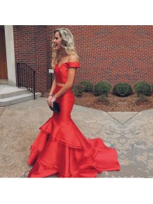 Two Pieces Off-the-Shoulder Mermaid Long Red Prom Formal Evening Party Dresses 996021431 Two Pieces Off-the-Shoulder Mermaid Long Red Prom Formal Evening Party Dresses 996021431