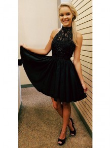 Short Black Lace Prom Homecoming Cocktail Graduation Dresses 996021433