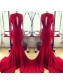 Red Mermaid Lace Long Sexy High Neck Prom Evening Formal Dresses 99602144