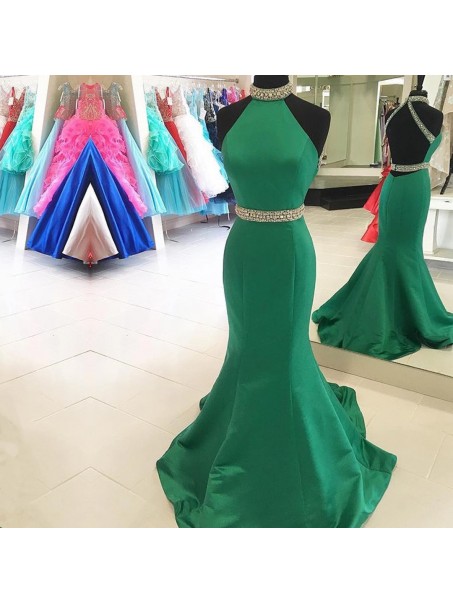 Long Green Beaded Mermaid Prom Formal Evening Party Dresses 996021442