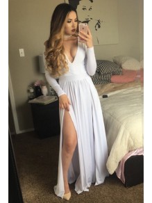 Long Sleeves Deep V-Neck Prom Formal Evening Party Dresses 996021465 Long Sleeves Deep V-Neck Prom Formal Evening Party Dresses 996021465