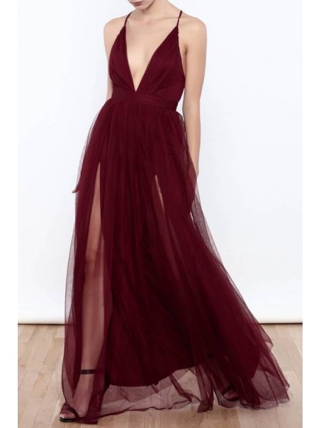 Deep V-Neck Long Prom Formal Evening Party Dresses 996021466