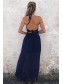 Sexy Halter Long Navy Blue Chiffon Prom Formal Evening Party Dresses 996021467