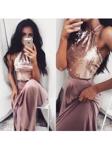 Two Pieces Sequins Prom Formal Evening Party Dresses 996021473