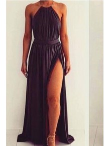 Long Halter Prom Formal Evening Party Dresses with Slit 996021482