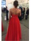 Long Red Halter Lace Chiffon Prom Formal Evening Party Dresses 996021485 Long Red Halter Lace Chiffon Prom Formal Evening Party Dresses 996021485